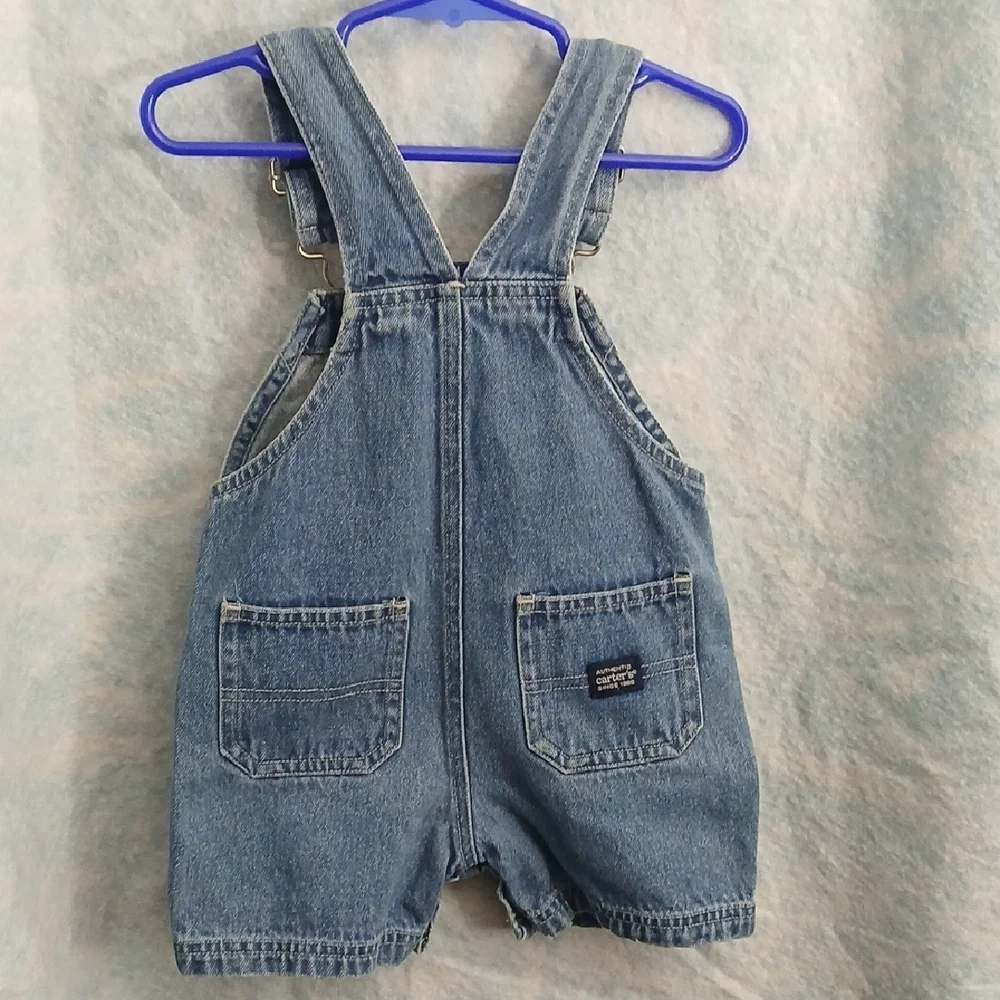 Vintage Carters Boys SZ 12-18 Months Denim Overalls Dump Truck Embroidered